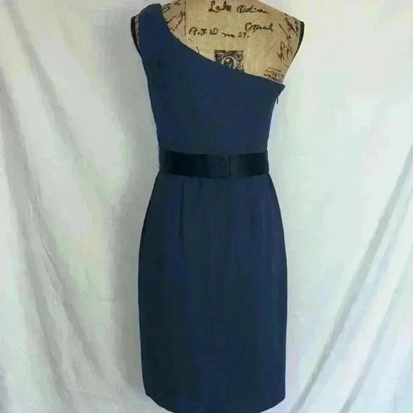 Vera Wang White Womens Short Dress Navy Blue One Shoulder
Belted - Picture 6 of 9